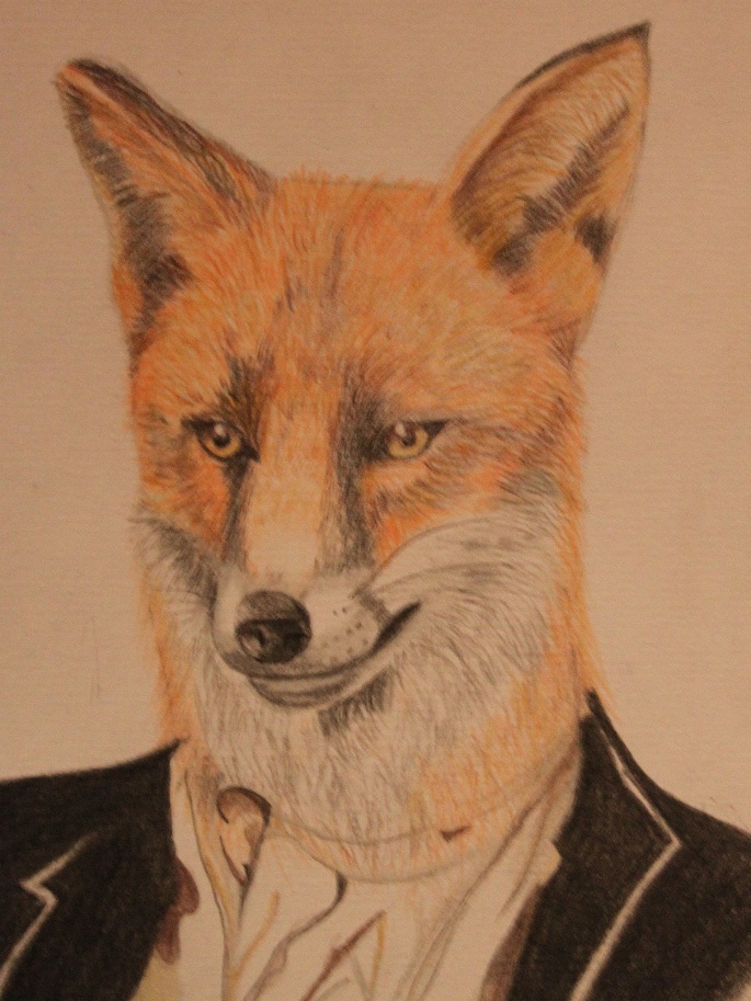 Fith drawing in the Hybrid series. Fox Man.